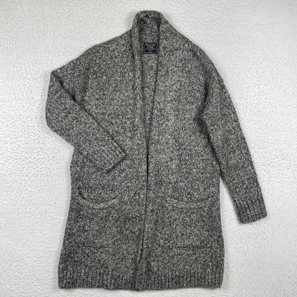 Abercrombie & Fitch Cardigan Womens‎ Medium Gray Marled Shawl Collar Open Front